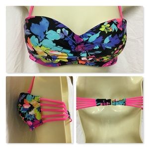 Gorgeous floral bandeau swim top, size M